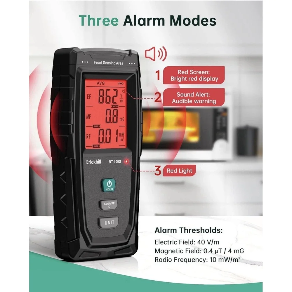 ERICKHILL EMF Detector Rechargeable Digital Electromagnetic Field Radiation‎